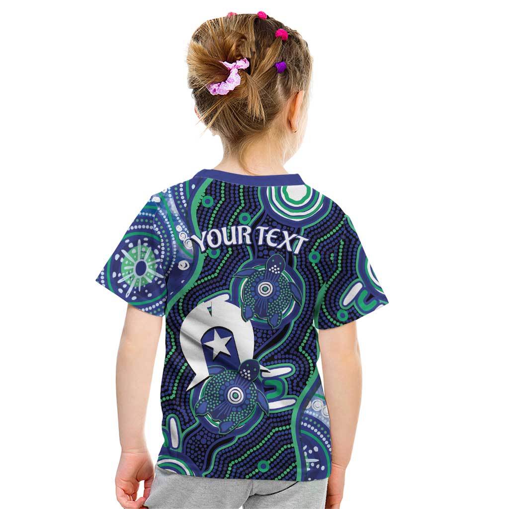 Personalised Torres Strait Islander Flag Day Kid T Shirt Aboriginal Sea Turtle And Dhari