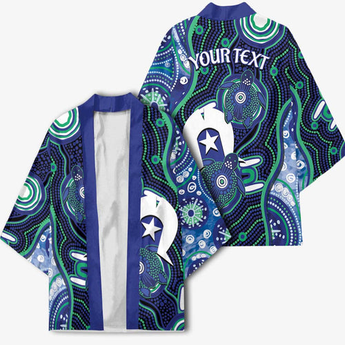 Personalised Torres Strait Islander Flag Day Kimono Aboriginal Sea Turtle And Dhari