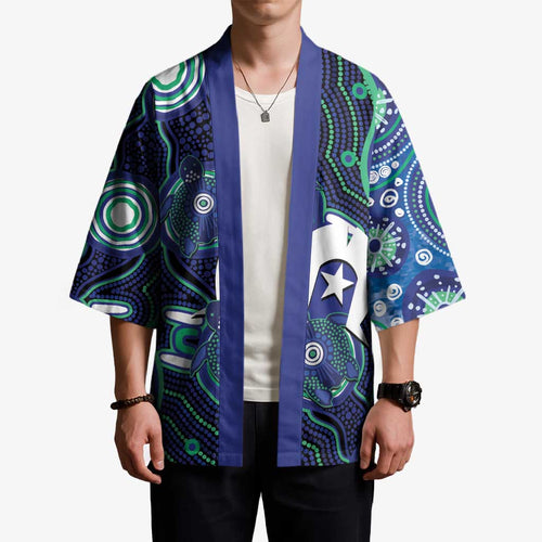 Personalised Torres Strait Islander Flag Day Kimono Aboriginal Sea Turtle And Dhari