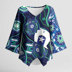 Personalised Torres Strait Islander Flag Day Kimono Sleeve Blouse Aboriginal Sea Turtle And Dhari