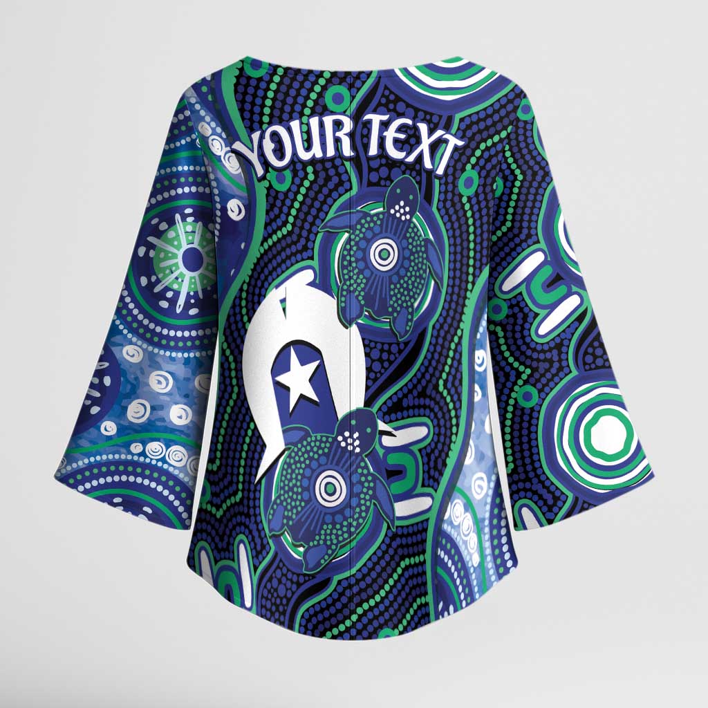 Personalised Torres Strait Islander Flag Day Kimono Sleeve Blouse Aboriginal Sea Turtle And Dhari