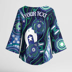 Personalised Torres Strait Islander Flag Day Kimono Sleeve Blouse Aboriginal Sea Turtle And Dhari