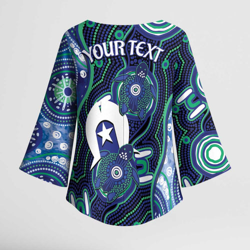 Personalised Torres Strait Islander Flag Day Kimono Sleeve Blouse Aboriginal Sea Turtle And Dhari