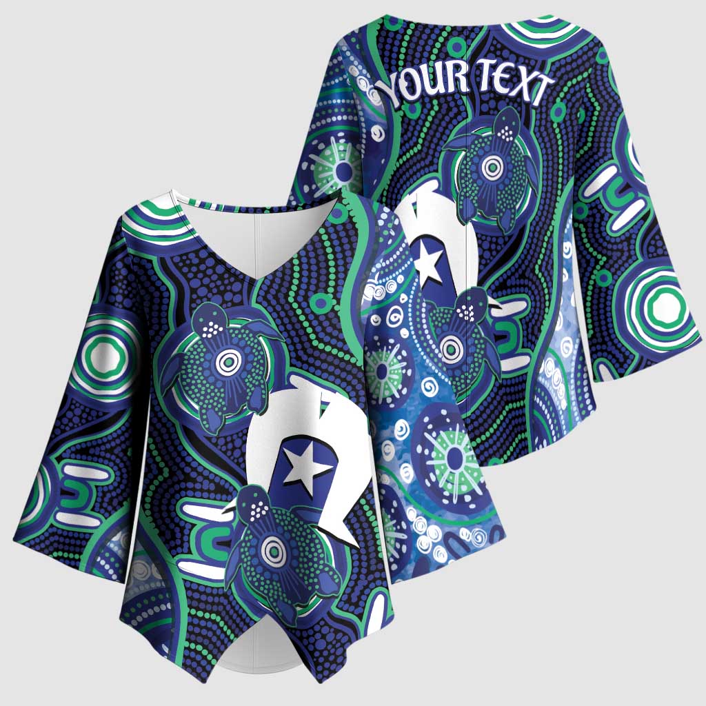 Personalised Torres Strait Islander Flag Day Kimono Sleeve Blouse Aboriginal Sea Turtle And Dhari