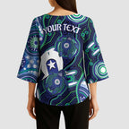 Personalised Torres Strait Islander Flag Day Kimono Sleeve Blouse Aboriginal Sea Turtle And Dhari
