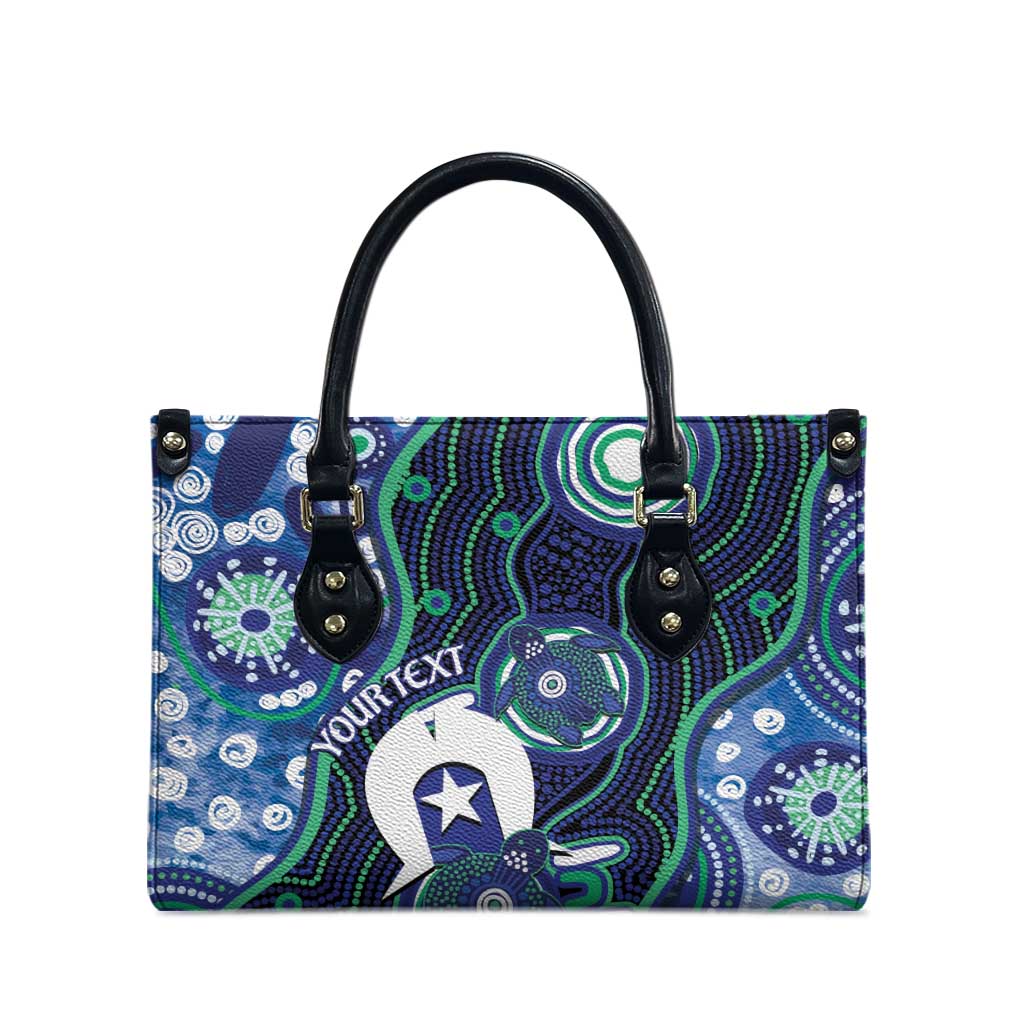 Personalised Torres Strait Islander Flag Day Leather Bag Aboriginal Sea Turtle And Dhari