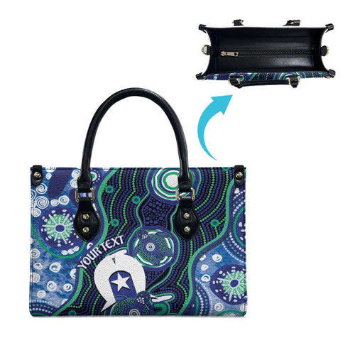 Personalised Torres Strait Islander Flag Day Leather Bag Aboriginal Sea Turtle And Dhari