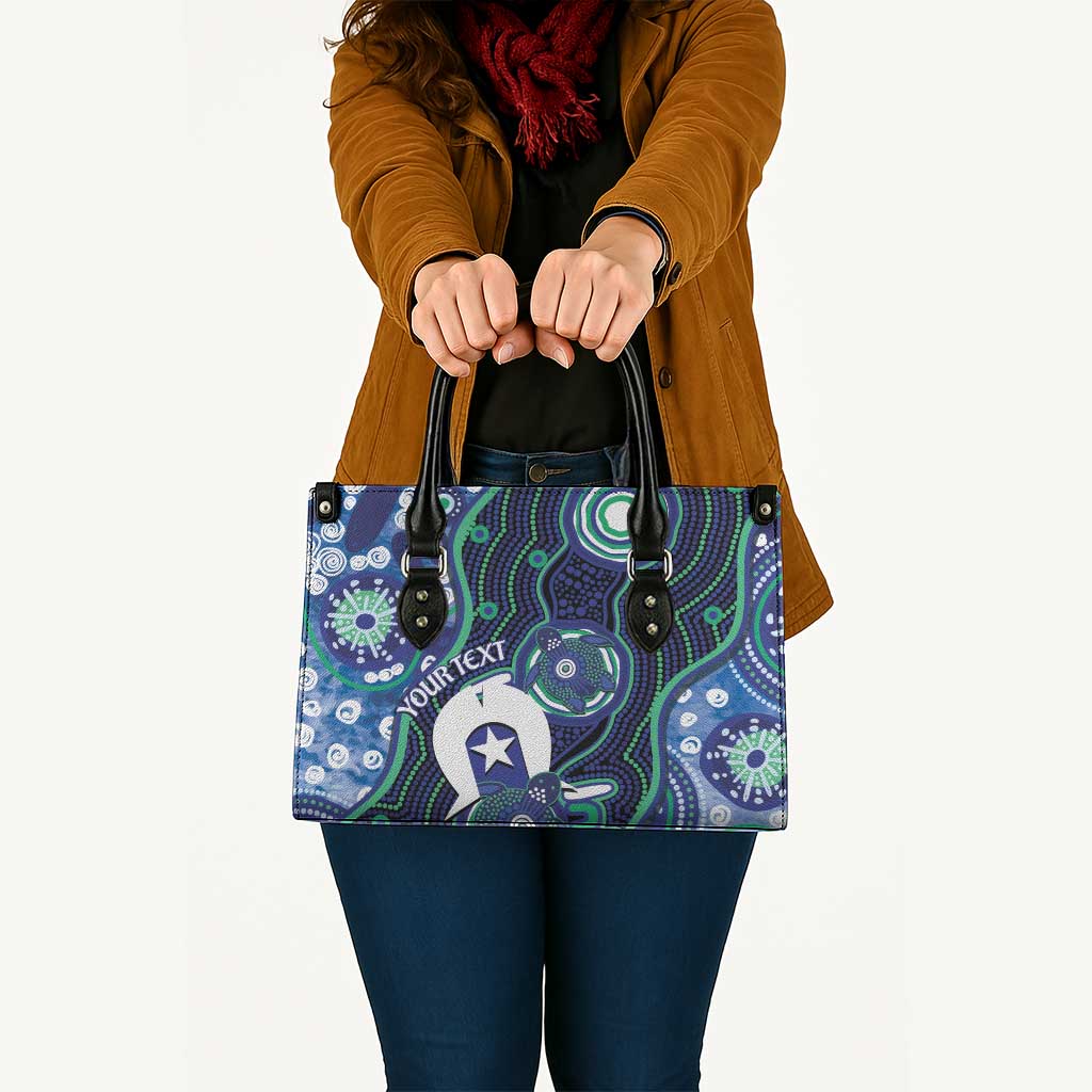 Personalised Torres Strait Islander Flag Day Leather Bag Aboriginal Sea Turtle And Dhari