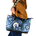 Personalised Torres Strait Islander Flag Day Leather Tote Bag Aboriginal Sea Turtle And Dhari