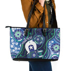 Personalised Torres Strait Islander Flag Day Leather Tote Bag Aboriginal Sea Turtle And Dhari