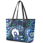Personalised Torres Strait Islander Flag Day Leather Tote Bag Aboriginal Sea Turtle And Dhari