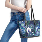 Personalised Torres Strait Islander Flag Day Leather Tote Bag Aboriginal Sea Turtle And Dhari