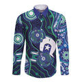 Personalised Torres Strait Islander Flag Day Long Sleeve Button Shirt Aboriginal Sea Turtle And Dhari
