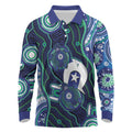 Personalised Torres Strait Islander Flag Day Long Sleeve Polo Shirt Aboriginal Sea Turtle And Dhari
