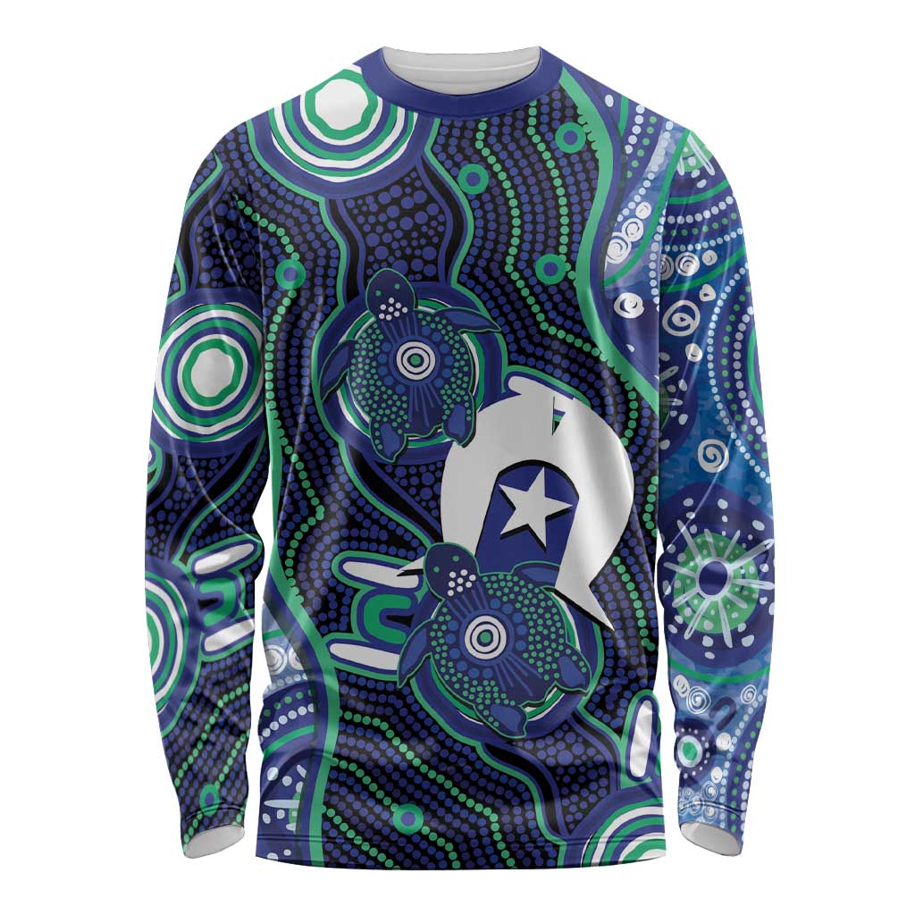 Personalised Torres Strait Islander Flag Day Long Sleeve Shirt Aboriginal Sea Turtle And Dhari