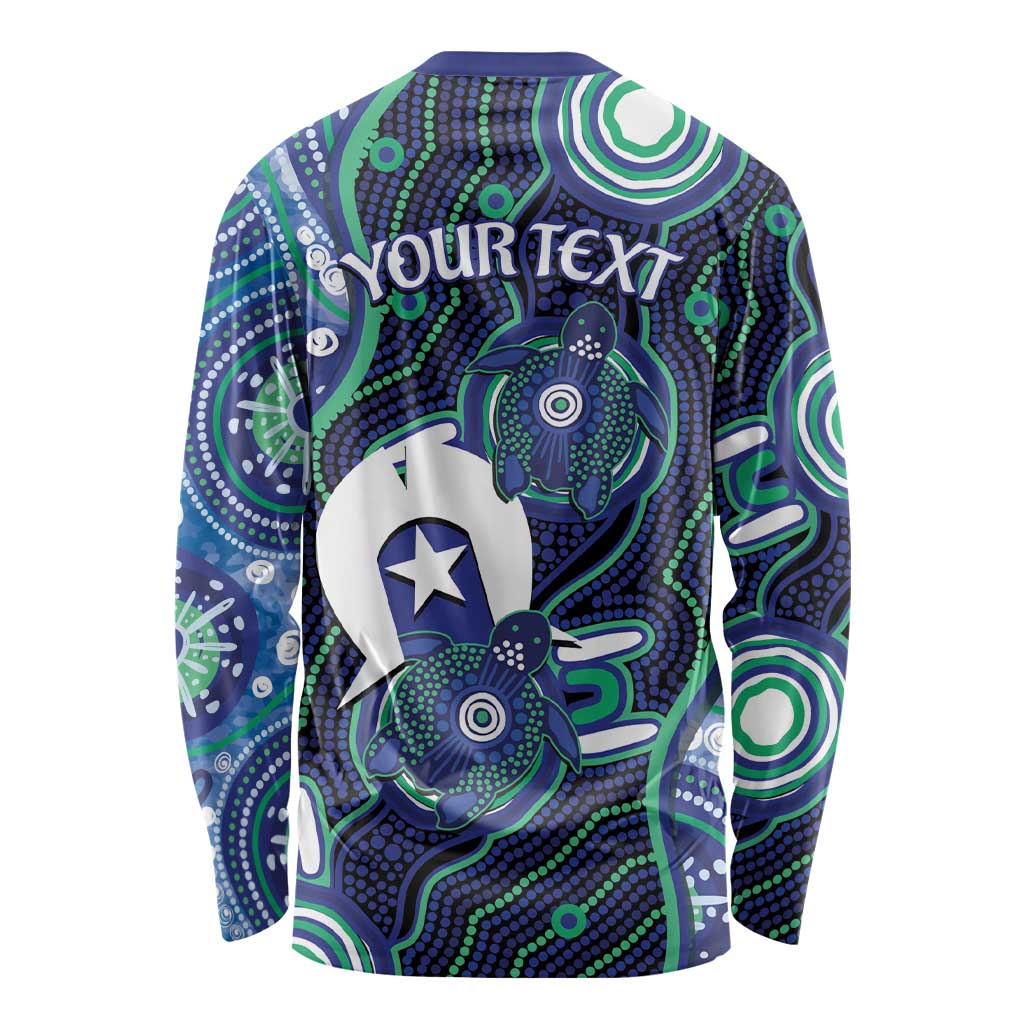 Personalised Torres Strait Islander Flag Day Long Sleeve Shirt Aboriginal Sea Turtle And Dhari