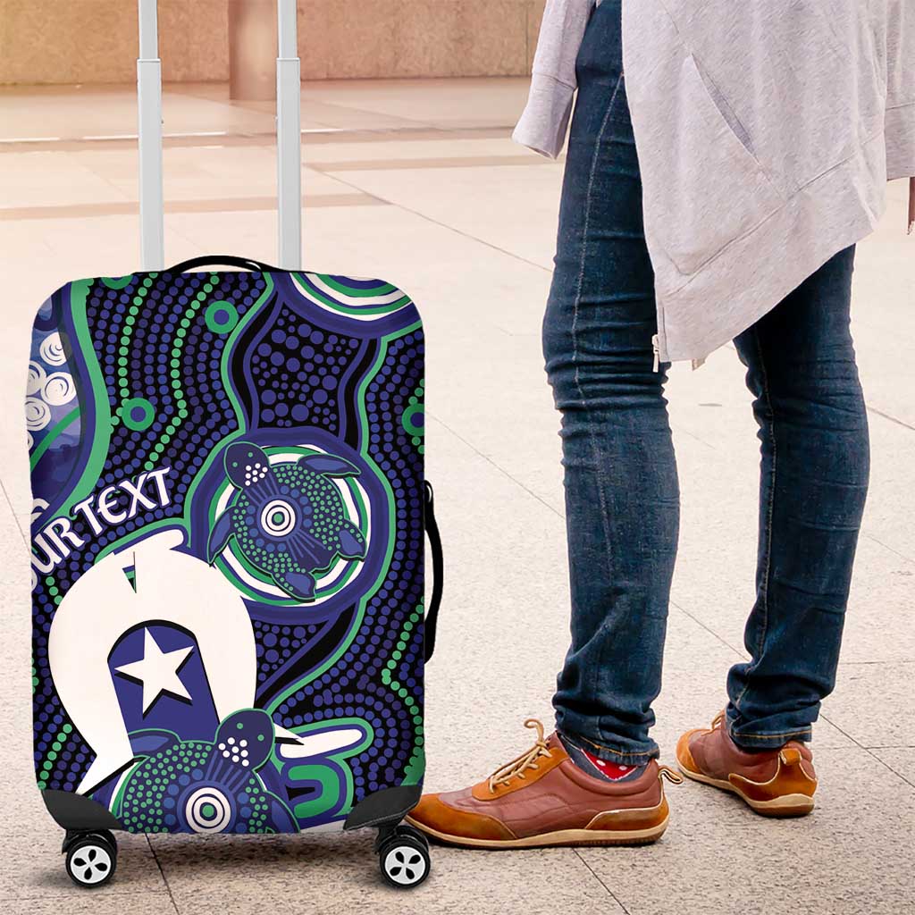 Personalised Torres Strait Islander Flag Day Luggage Cover Aboriginal Sea Turtle And Dhari