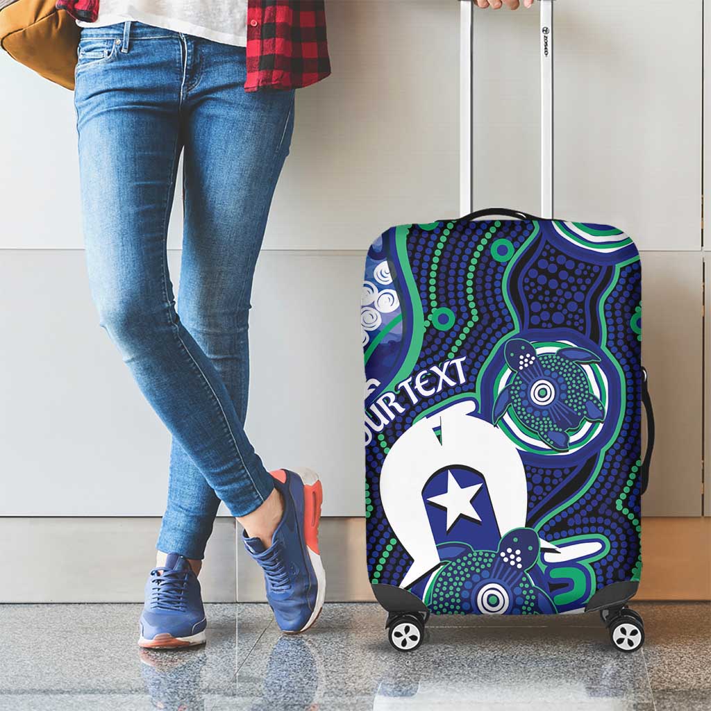 Personalised Torres Strait Islander Flag Day Luggage Cover Aboriginal Sea Turtle And Dhari