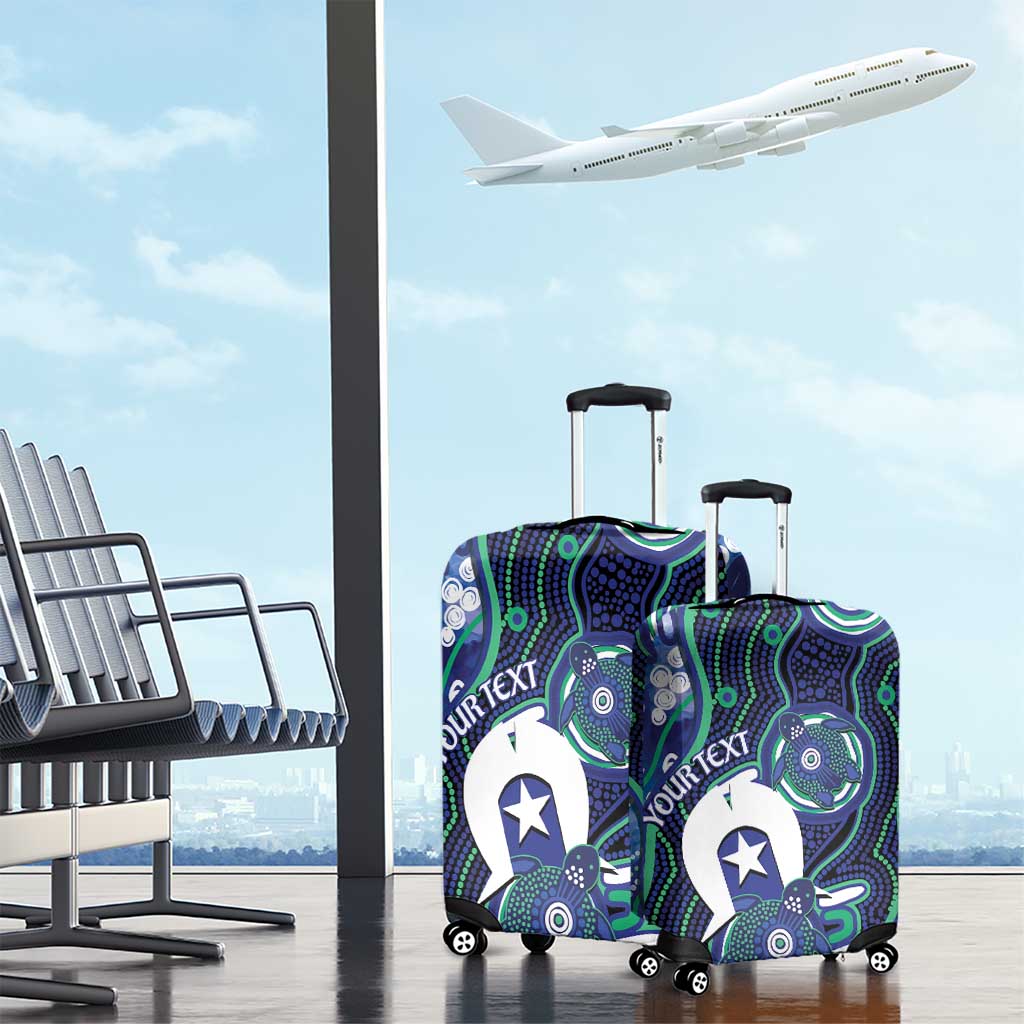 Personalised Torres Strait Islander Flag Day Luggage Cover Aboriginal Sea Turtle And Dhari