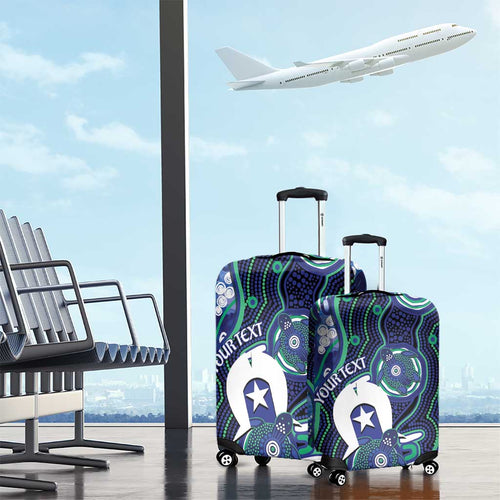 Personalised Torres Strait Islander Flag Day Luggage Cover Aboriginal Sea Turtle And Dhari