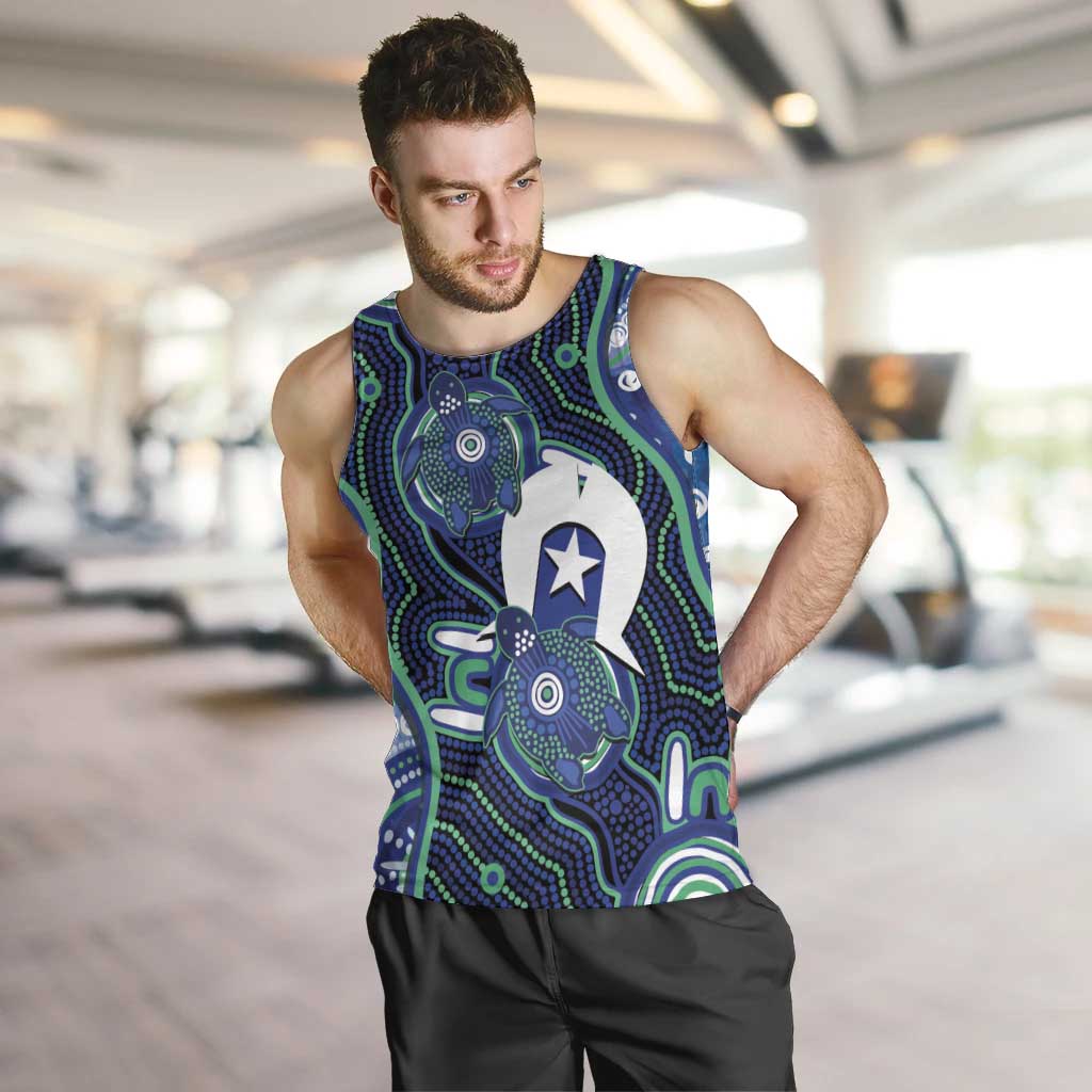 Personalised Torres Strait Islander Flag Day Men Tank Top Aboriginal Sea Turtle And Dhari