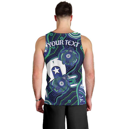 Personalised Torres Strait Islander Flag Day Men Tank Top Aboriginal Sea Turtle And Dhari
