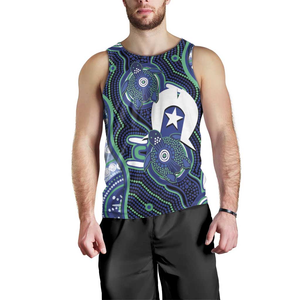 Personalised Torres Strait Islander Flag Day Men Tank Top Aboriginal Sea Turtle And Dhari