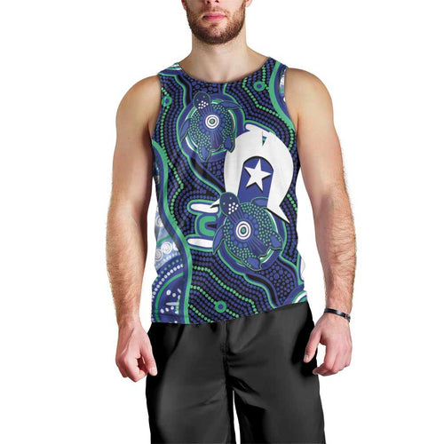 Personalised Torres Strait Islander Flag Day Men Tank Top Aboriginal Sea Turtle And Dhari