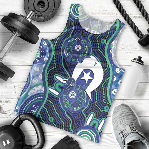Personalised Torres Strait Islander Flag Day Men Tank Top Aboriginal Sea Turtle And Dhari