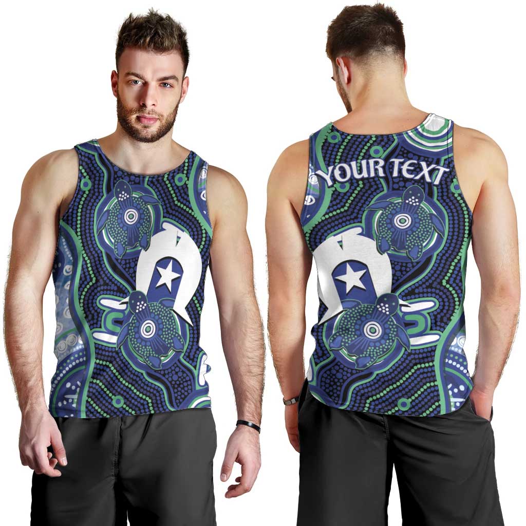 Personalised Torres Strait Islander Flag Day Men Tank Top Aboriginal Sea Turtle And Dhari