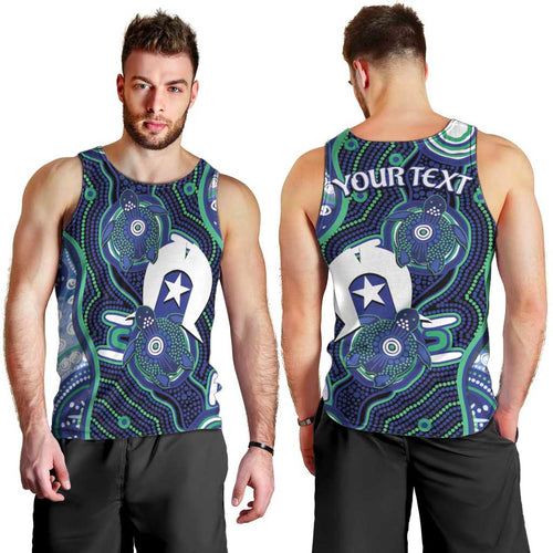 Personalised Torres Strait Islander Flag Day Men Tank Top Aboriginal Sea Turtle And Dhari