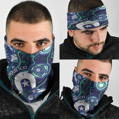 Personalised Torres Strait Islander Flag Day Neck Gaiter Aboriginal Sea Turtle And Dhari