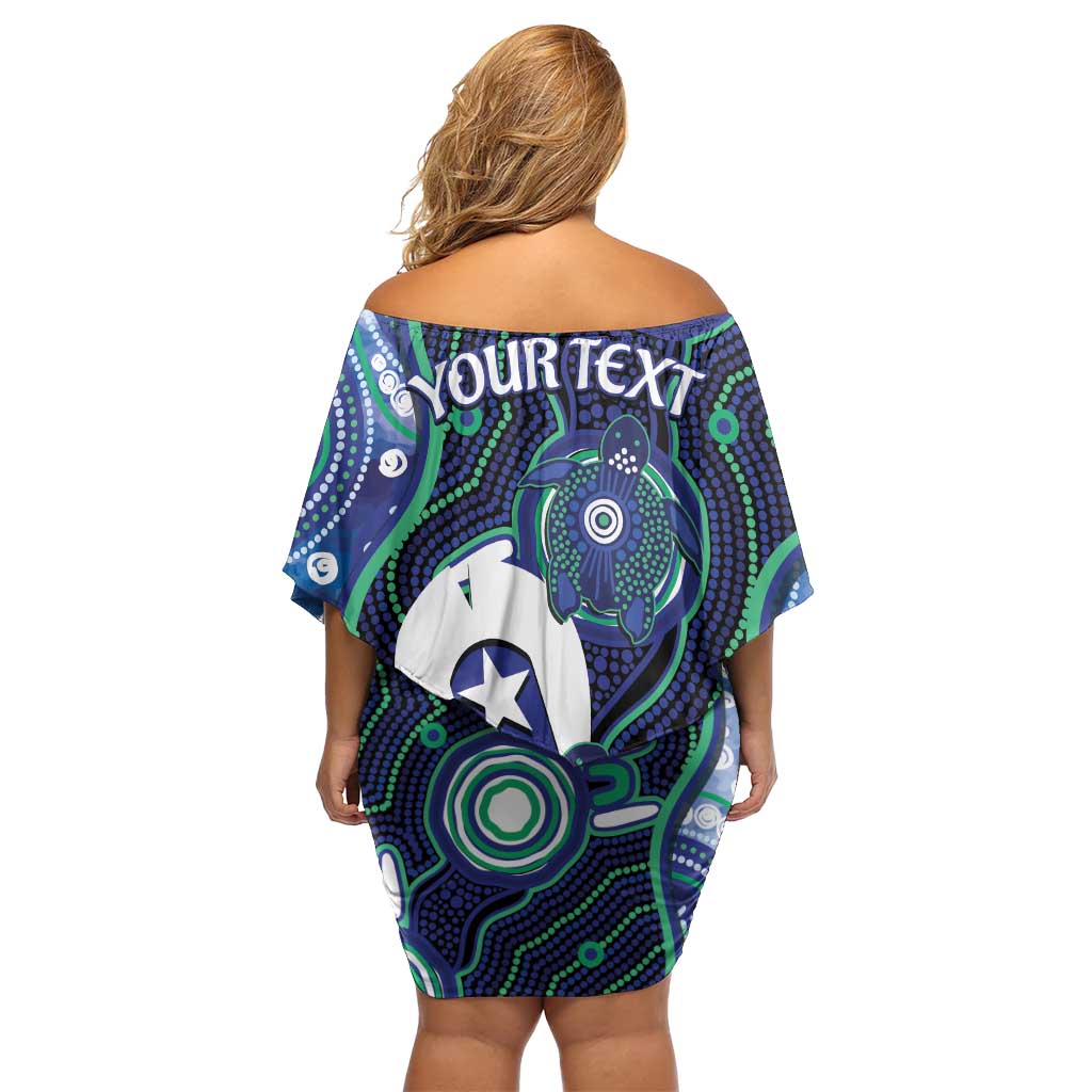 Personalised Torres Strait Islander Flag Day Off Shoulder Short Dress Aboriginal Sea Turtle And Dhari