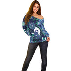Personalised Torres Strait Islander Flag Day Off Shoulder Sweater Aboriginal Sea Turtle And Dhari