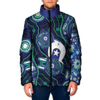 Personalised Torres Strait Islander Flag Day Padded Jacket Aboriginal Sea Turtle And Dhari