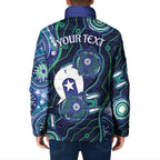 Personalised Torres Strait Islander Flag Day Padded Jacket Aboriginal Sea Turtle And Dhari