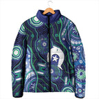 Personalised Torres Strait Islander Flag Day Padded Jacket Aboriginal Sea Turtle And Dhari