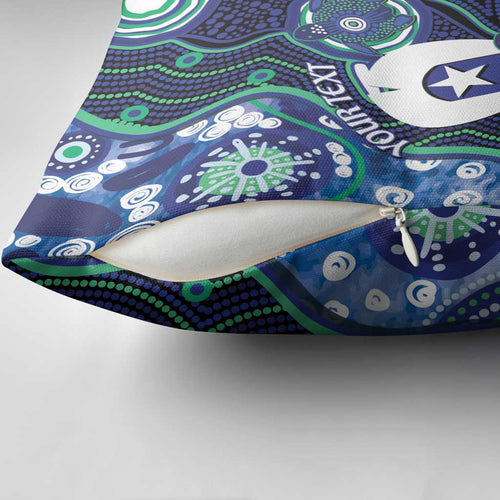 Personalised Torres Strait Islander Flag Day Pillow Cover Aboriginal Sea Turtle And Dhari