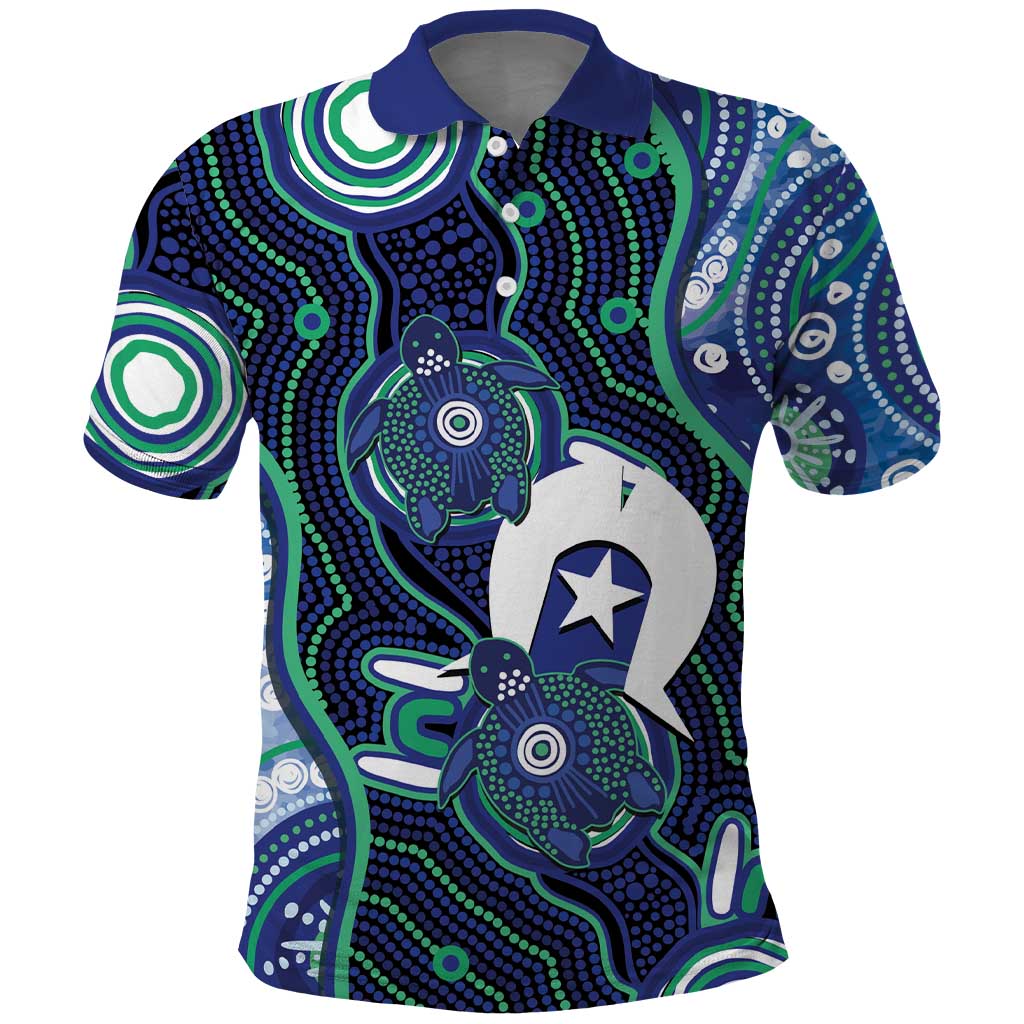Personalised Torres Strait Islander Flag Day Polo Shirt Aboriginal Sea Turtle And Dhari