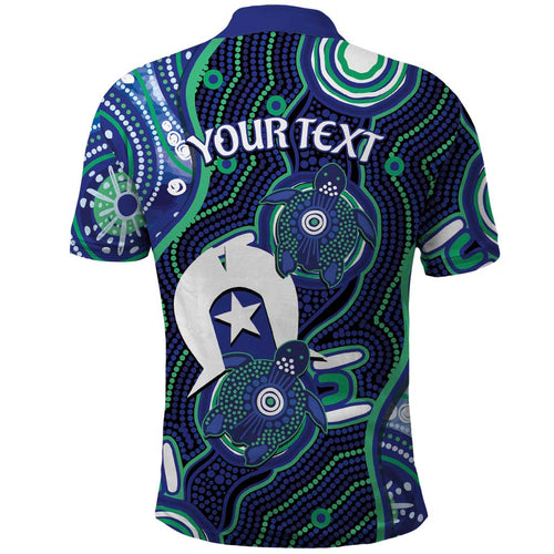 Personalised Torres Strait Islander Flag Day Polo Shirt Aboriginal Sea Turtle And Dhari