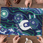 Personalised Torres Strait Islander Flag Day Puzzle Aboriginal Sea Turtle And Dhari
