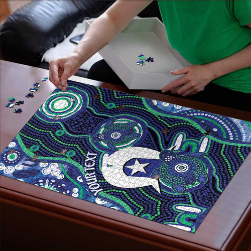 Personalised Torres Strait Islander Flag Day Puzzle Aboriginal Sea Turtle And Dhari
