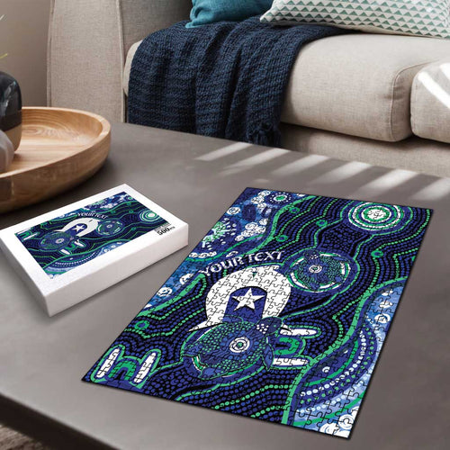 Personalised Torres Strait Islander Flag Day Puzzle Aboriginal Sea Turtle And Dhari