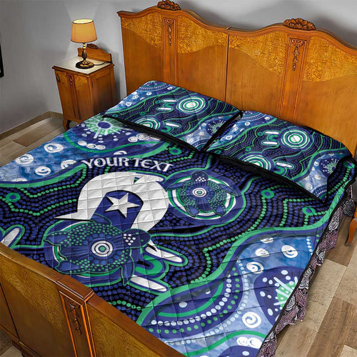 Personalised Torres Strait Islander Flag Day Quilt Bed Set Aboriginal Sea Turtle And Dhari