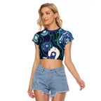 Personalised Torres Strait Islander Flag Day Raglan Cropped T Shirt Aboriginal Sea Turtle And Dhari