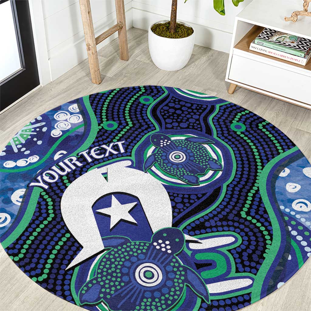 Personalised Torres Strait Islander Flag Day Round Carpet Aboriginal Sea Turtle And Dhari