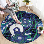 Personalised Torres Strait Islander Flag Day Round Carpet Aboriginal Sea Turtle And Dhari
