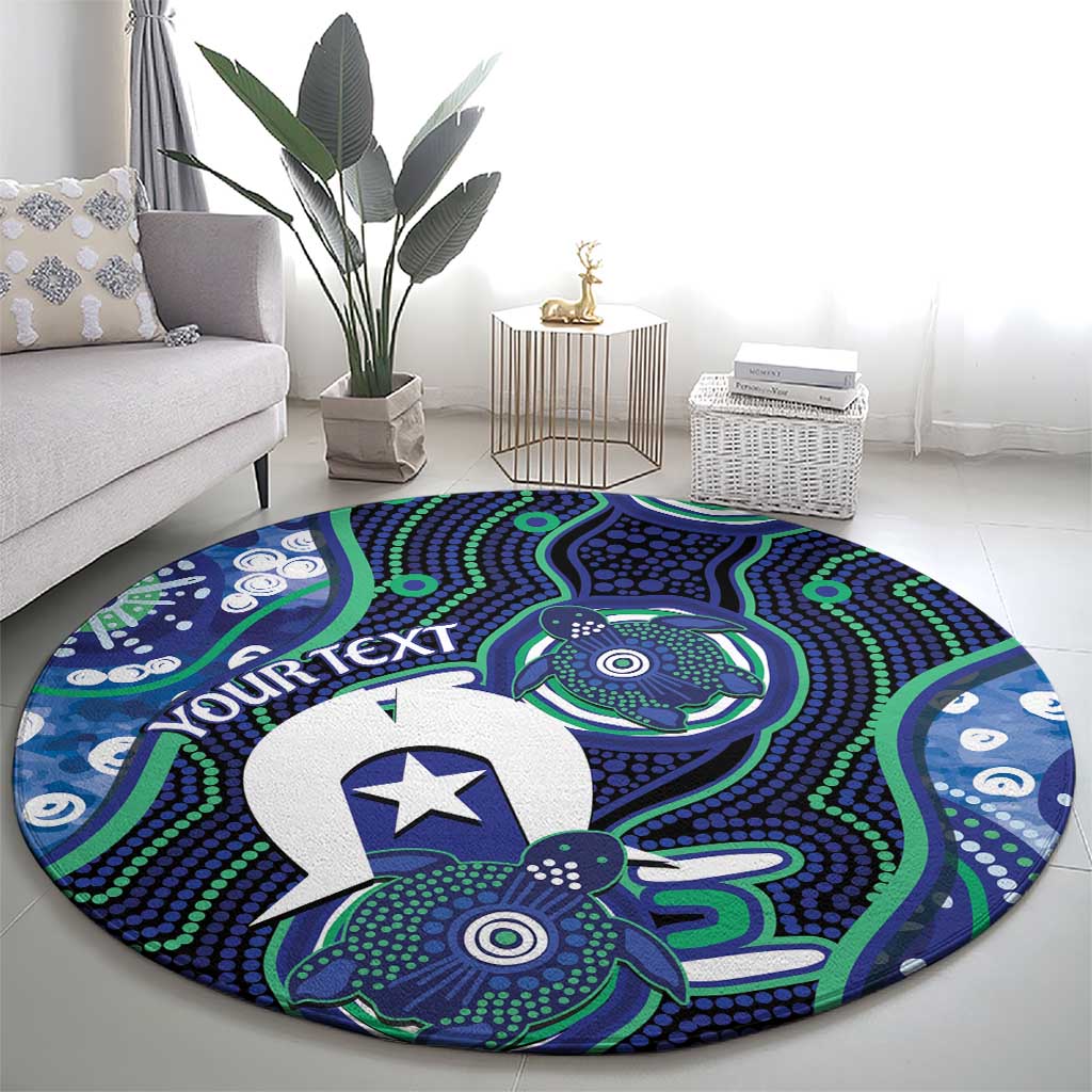Personalised Torres Strait Islander Flag Day Round Carpet Aboriginal Sea Turtle And Dhari