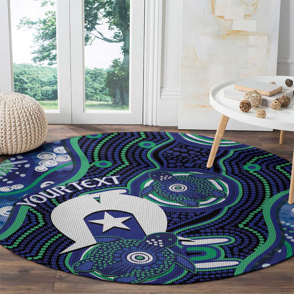 Personalised Torres Strait Islander Flag Day Round Carpet Aboriginal Sea Turtle And Dhari