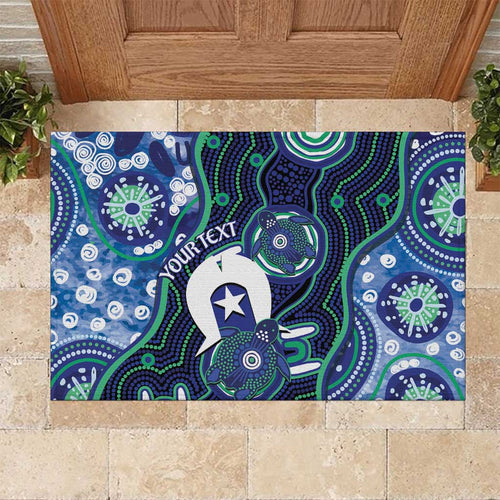 Personalised Torres Strait Islander Flag Day Rubber Doormat Aboriginal Sea Turtle And Dhari